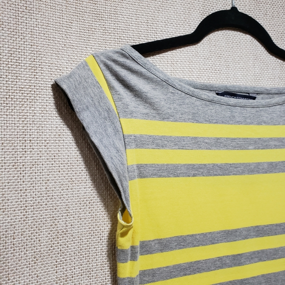 French Connection Striped Yellow/Gray Shirt - Picture 3 of 6